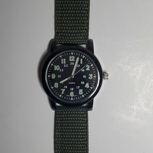 Quartz Glow in the Dark Watch With Army Green Band